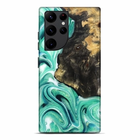 Protective Screen Scratch Protection Galaxy S22 Ultra Wood Live Edge Phone Case - Alysia (Green, 781024)