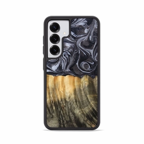 Shatterproof Glass Soft Edge Galaxy S25 Wood Phone Case - Melody (Black & White, 771586)