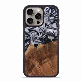 Anti Blue Light Iphone 16 Pro Max Wood Phone Case - Ishaan (Black & White, 770250)