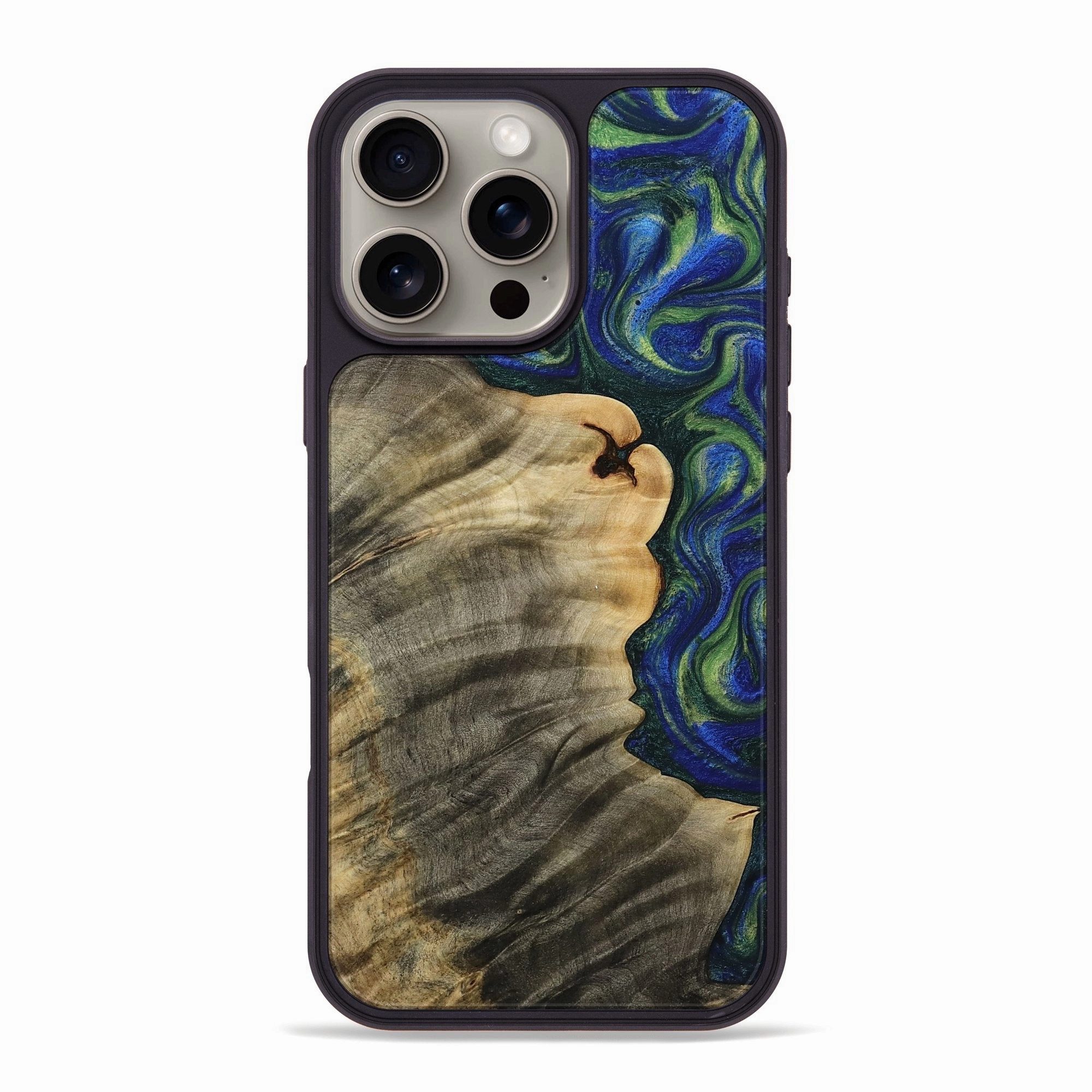 Anti Finger Smudge Film Iphone 16 Pro Max Wood Phone Case - Malayah (Blue, 773396)