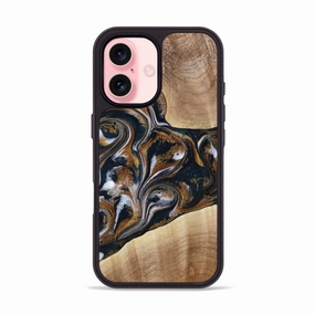 Screen Guard Iphone 16 Wood Phone Case - Emanuel (Teal & Gold, 779232)