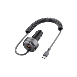 Aukey Cc-P2 Pathfinder Sling 75W Fast Charging Car Charger With Built-In Cable Universal Compatibility High Performance Charger