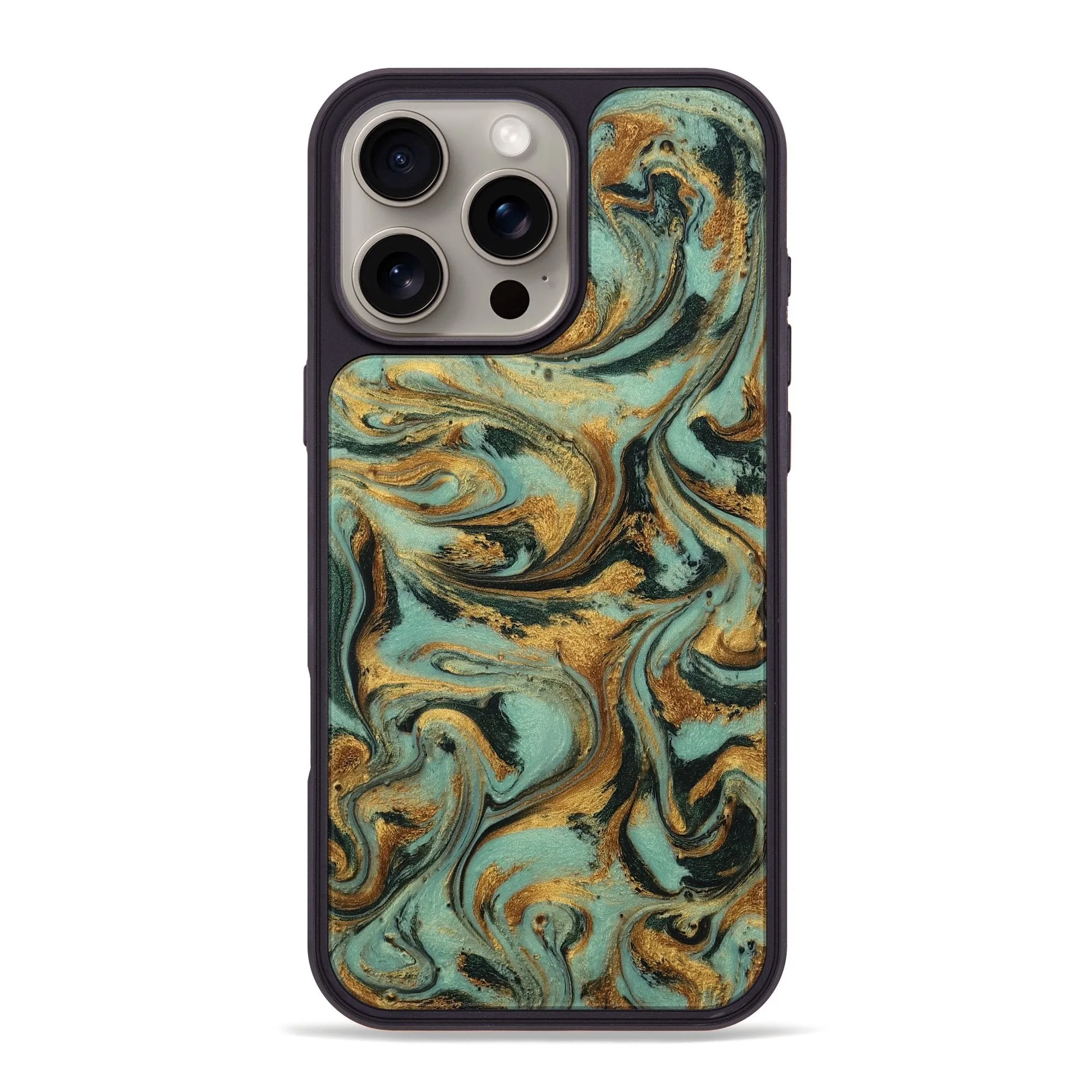Bubble Free Installation Iphone 16 Pro Max Resinart Phone Case - Sharyn (Teal & Gold, 781769)