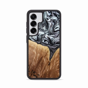 Galaxy S25 Wood Phone Case - Rubin (Black & White, 775656) Easy Apply Self Healing