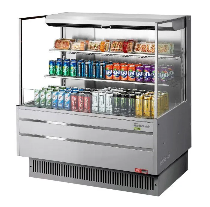 Turbo Air - TOM-48L-UF-S-3S-N, 46-3/4"L Low Profile Glass Side Panel, 2 shelves - European Straight / Stainless Steel