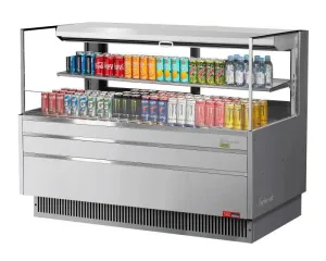 Turbo Air - TOM-60L-UFD-S-2S-N, 58-3/4"L Low Profile Glass Side Panel, Rear Sliding Door, 1 shelf - European Straight / Stainless Steel