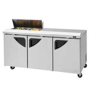 Turbo Air - TST-72SD-08S-N, Commercial Super Deluxe Sandwich/Salad Prep Table Unit, (8) 1/6 size (4?? D) condiment pans