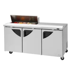 Turbo Air - TST-72SD-10S-N, Commercial Super Deluxe Sandwich/Salad Prep Table Unit, (10) 1/6 size (4?? D) condiment pans