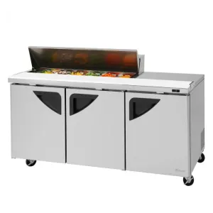 Turbo Air - TST-72SD-12S-N, Commercial Super Deluxe Sandwich/Salad Prep Table Unit, (12) 1/6 size (4?? D) condiment pans