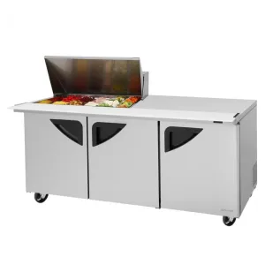 Turbo Air - TST-72SD-15M-N, Commercial Super Deluxe Mega Top Sandwich/Salad Prep Table Unit, (15) 1/6 size (4?? D) condiment pans
