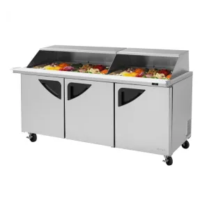 Turbo Air - TST-72SD-30-N-SL, Commercial Prep Table Super Deluxe mega top unit ?C slide back lid, Two-section, 23 cu. ft