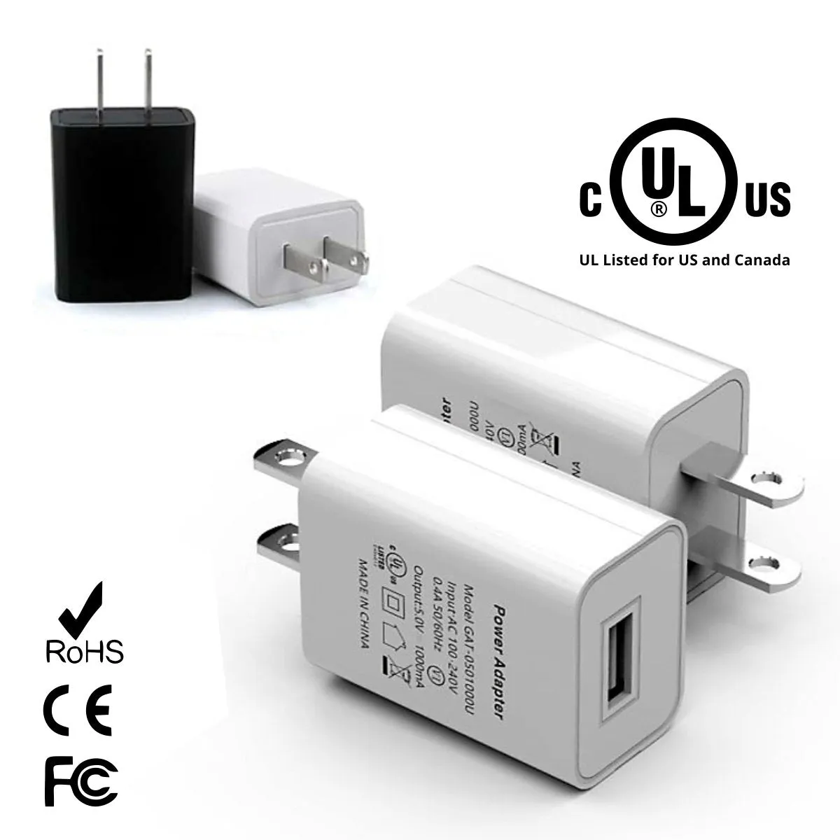 Ul Certified Universal Usb Wall Charger 5V 1A Heat Resistant