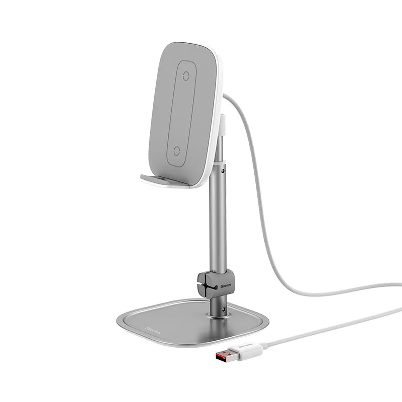 Baseus Literary Youth Desktop Bracket 15W Wireless Mobile Holder Silver (Suwy-D0S) Portable Charger