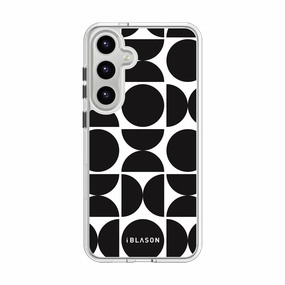 Anti Spy Film Protective Film Galaxy S23 Plus Halo Magsafe Cute Phone Case - Black Retro Geometric