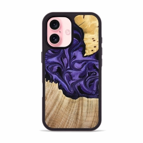 Iphone 16 Wood Phone Case - Janay (Purple, 781111) Anti Finger Smudge