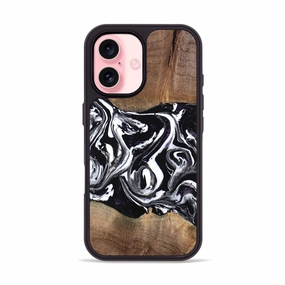 Anti Scratch Coating Iphone 16 Wood Phone Case - Justin (Black & White, 769057)