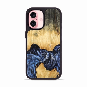 Iphone 16 Wood Phone Case - Lige (Blue, 765362) Smooth Surface Crystal Clear Screen