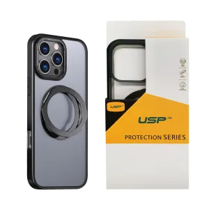 Anti Finger Oil Coating Usp Black Case For Iphone 17 Pro 360 Rotatable Ring Stand Compatible With Magsafe