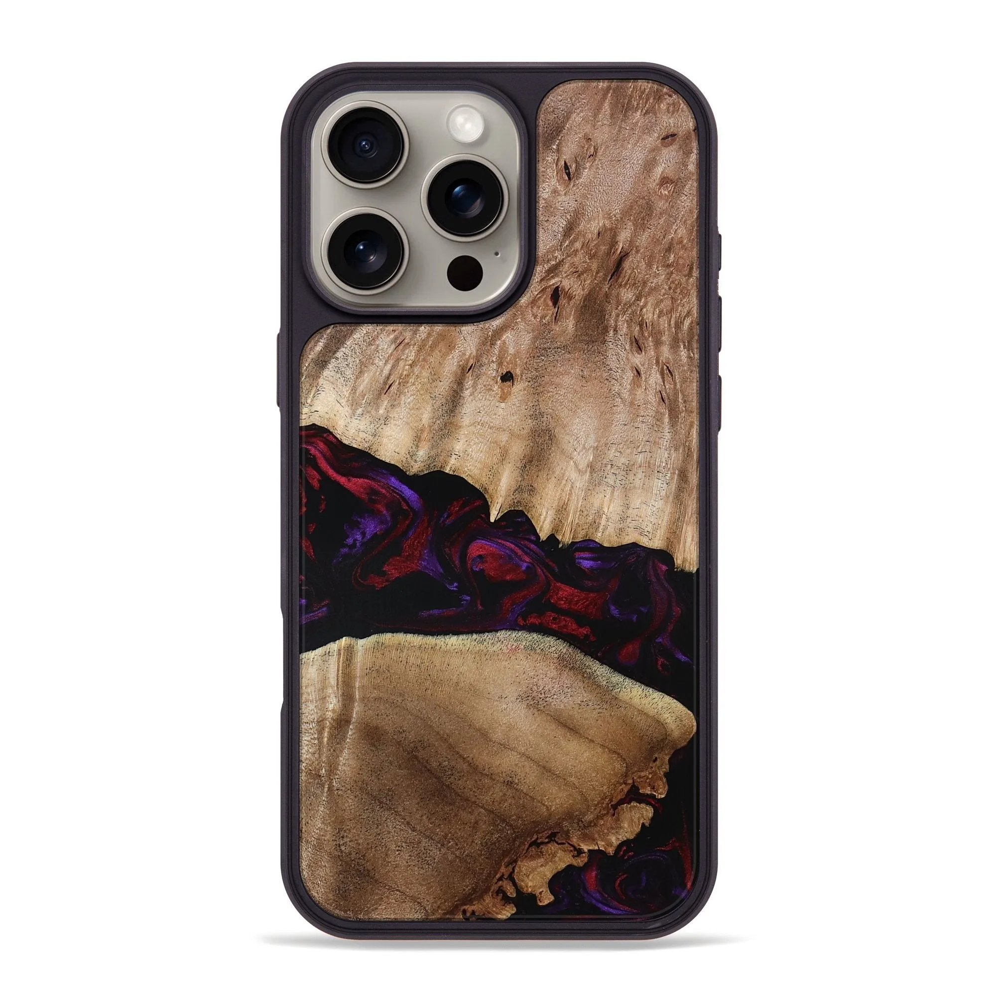 Anti Fingerprint Shield Bubble Free Installation Iphone 16 Pro Max Wood Phone Case - Belva (Red, 781584)