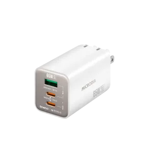 Energy Efficient Microdia Smartcube Nano 65W Gan Pro Wall Charger, 3-Port, Usb-C Pd3.0   Usb-A Qc3.0