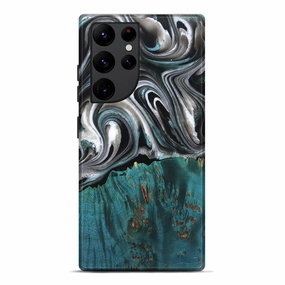 Galaxy S22 Ultra Wood Live Edge Phone Case - Morgan (Black & White, 776743) Anti Glare Film Tempered Screen Protector