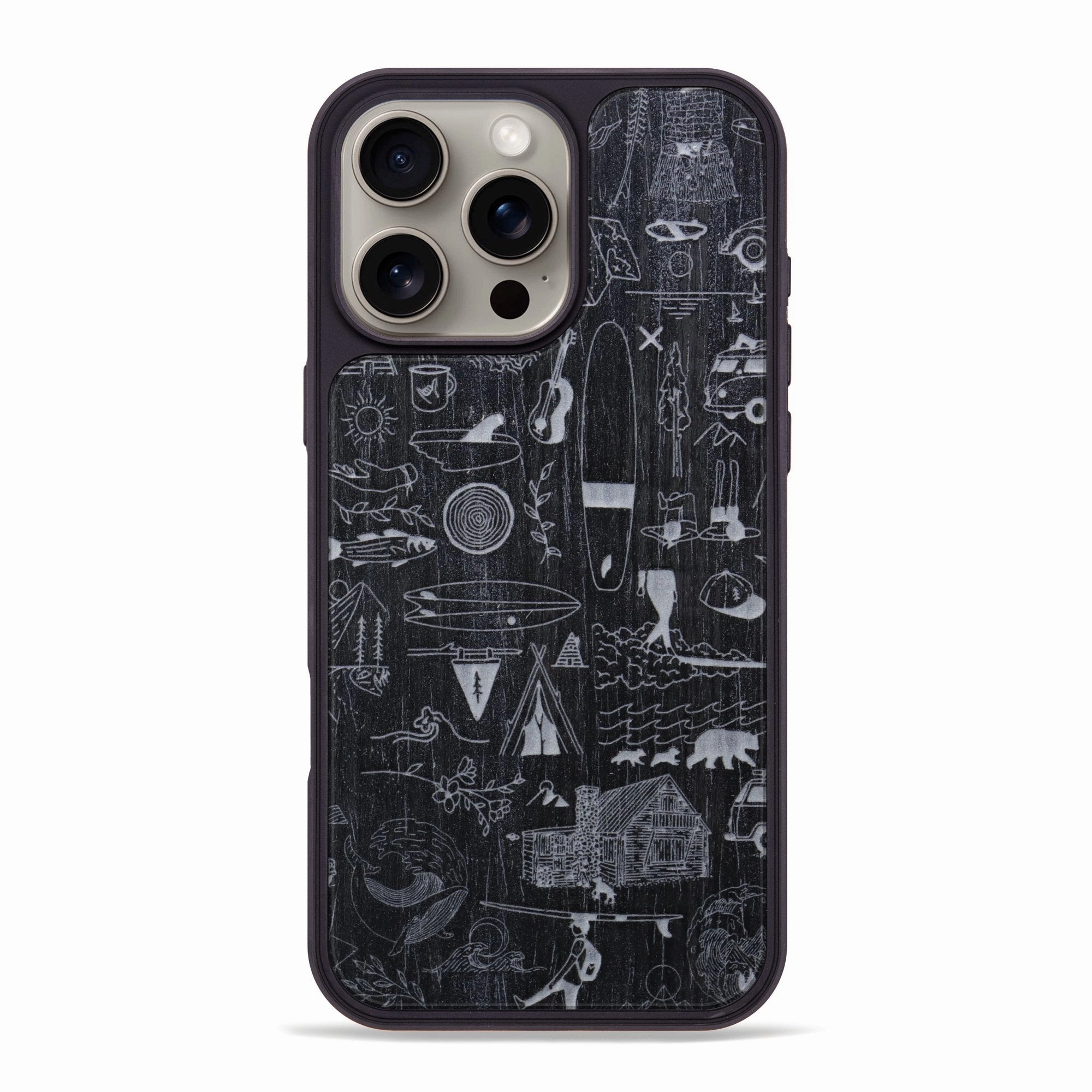 Iphone 16 Pro Max Wood Phone Case - Collage - Ebony (Curated) Anti Spy Fingerprint Resistant