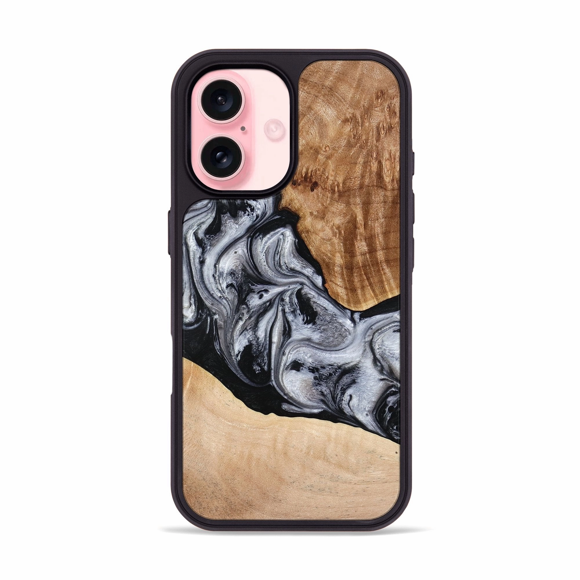 Iphone 16 Wood Phone Case - Elia (Black & White, 775649) Protective Layer