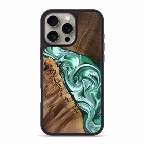 Iphone 16 Pro Max Wood Phone Case - Milan (Green, 772126) Shock Absorbing