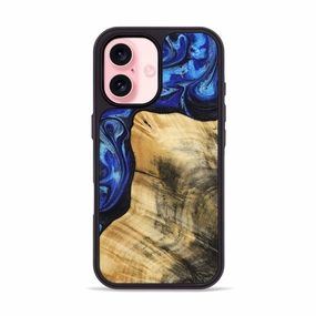 Anti Scratch Shield Crystal Clear Iphone 16 Wood Phone Case - Leta (Blue, 771192)