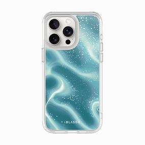 Rounded Edges Iphone 14 Pro Max Halo Magsafe Cute Phone Case - Blue Retro Waves