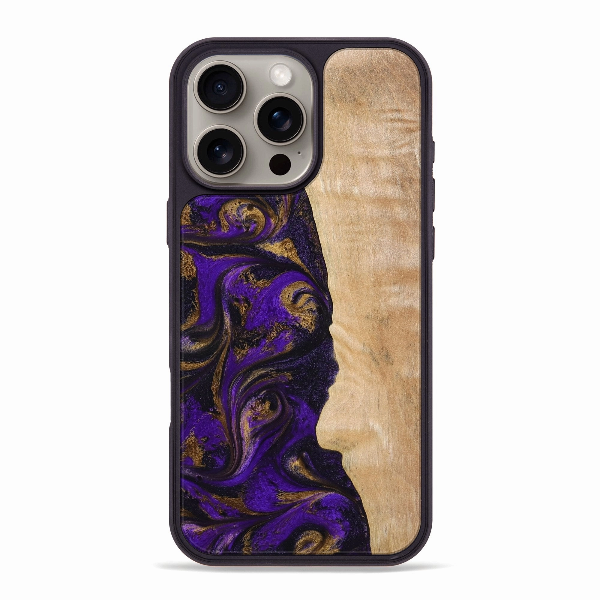 Iphone 16 Pro Max Wood Phone Case - Sarina (Purple, 773356) Soft Edge Anti Fingerprint Coating