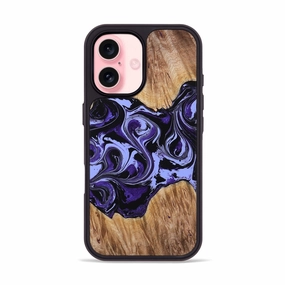 Anti Finger Mark Film Bubble Free Installation Iphone 16 Wood Phone Case - Nataly (Purple, 769897)
