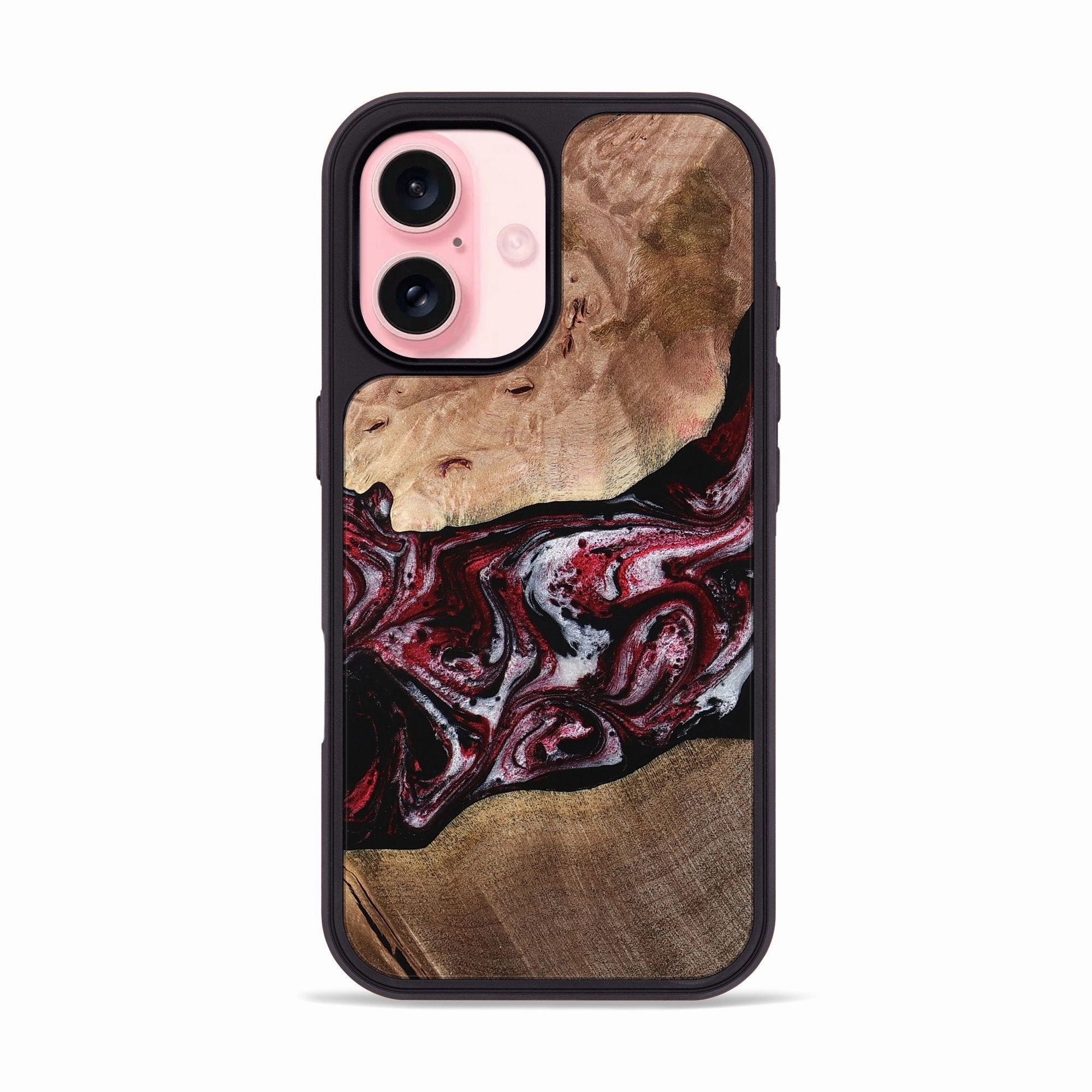 Shock Absorbing Iphone 16 Wood Phone Case - Shantel (Red, 767943)