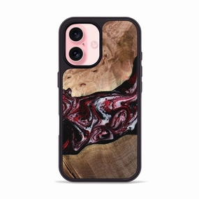 Shock Absorbing Iphone 16 Wood Phone Case - Shantel (Red, 767943)