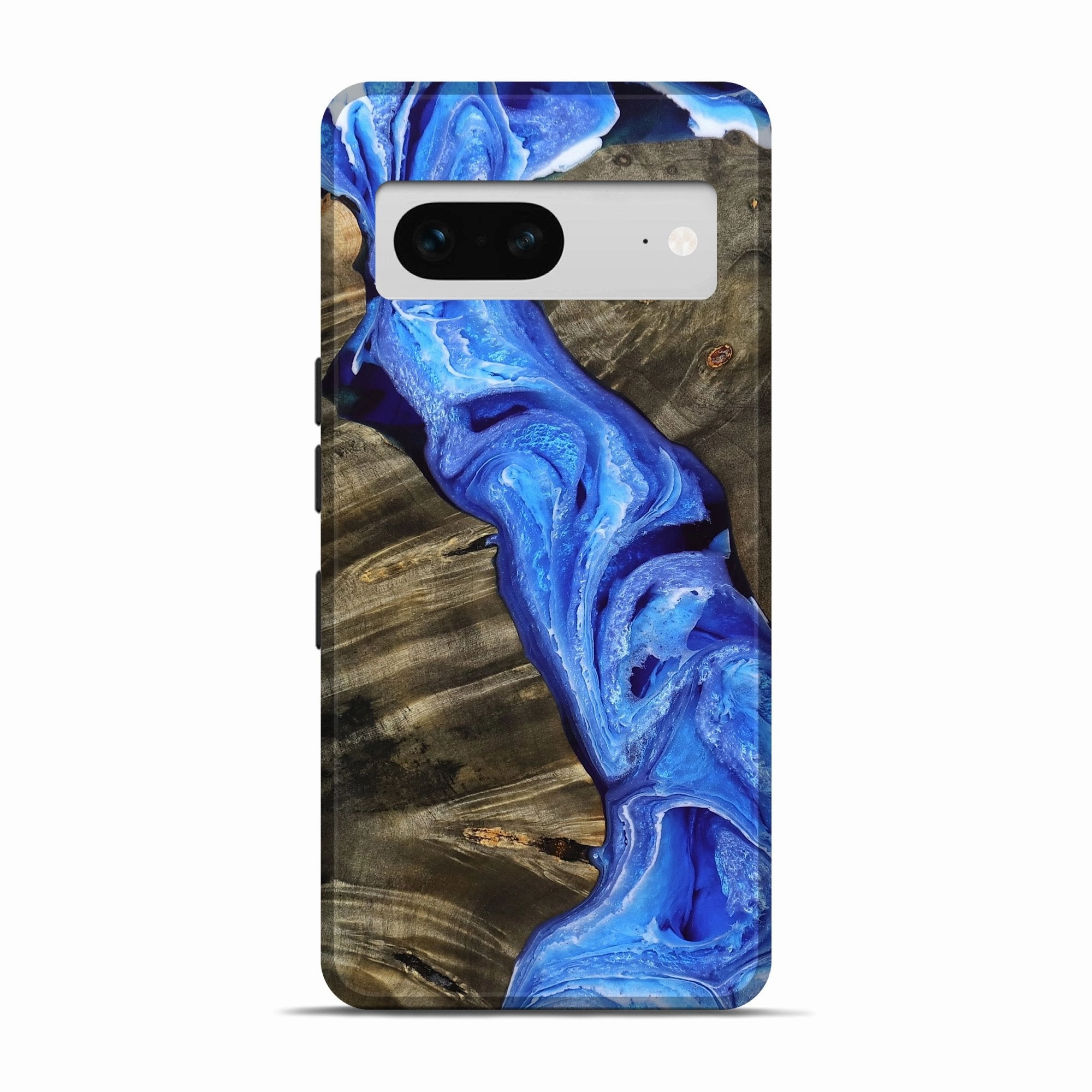 Fingerprint Repellent Pixel 7 Wood Live Edge Phone Case - Hallie (Blue, 776912)